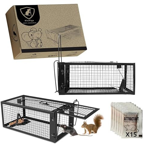 Picpige 2Pcs Piège à Rats Multi-Catch Cage, Sensibilité Ajustable, No Kill, Réutilisable,pour Un Usage Intérieure/Extérieure, pour Attraper Les Souris Les Rats et Autres Rongeurs (Piège : Cage)
