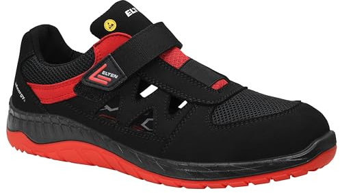 ELTEN Sicherheitsschuhe Lonny red Easy ESD S1PS, Damen und Herren, Textil, Stahlkappe, leicht, sportlich 42, Schwarz-Rot