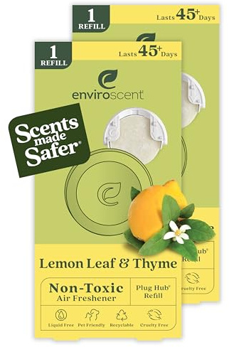 Enviroscent Non-Toxic Air Freshener Paper Refills - Compatible with Enviroscent Plug Hub® Warmer Kit - Home Fragrance Lasts Up to 90 Days - Lemon Leaf & Thyme Scent (Pack of 2)