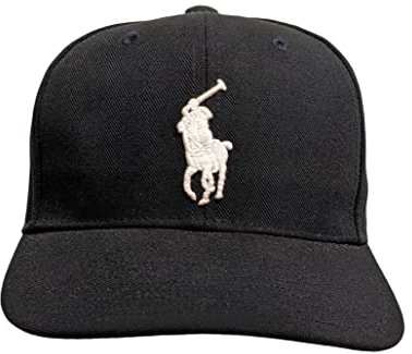 POLO RALPH LAUREN Herren-Baseball-Snapback mit großem Logo (as1, Alpha, Einheitsgröße, Schwarz (Weiß)), Schwarz (Weiß), Einheitsgröße