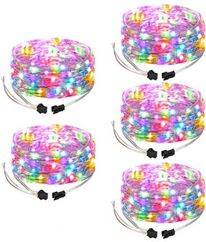 BTF-LIGHTING WS2812B IC RGB Fairy String Lights 5Pack 16.4FT 250LED DC5V