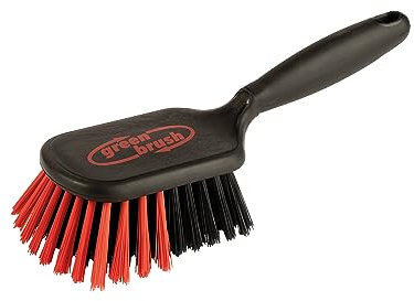 Green Brush Stielbürste Teppichbürste hart aus Recycling Material mit Kantenschutz - rot