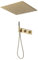Colonne de Douche Thermostatique Dorée, Moderne 16inch / 400mm Pluie Ensemble de Douche Encastré, Système de Douche Encastré Pose au Plafond, Douchette, 59A Laiton (Or Brossé)