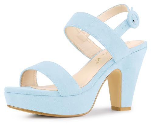 Allegra K Women's Slingback Platform Heels Chunky High Heel Sandals