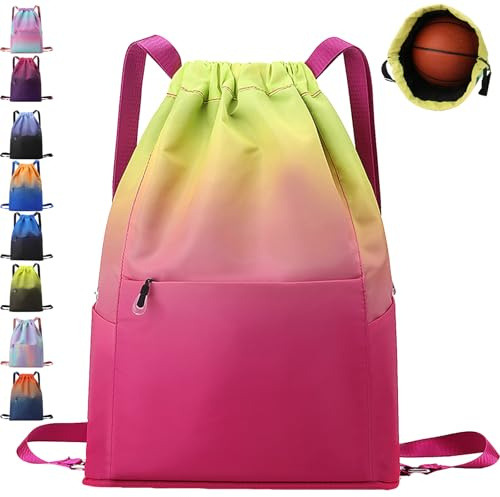AUNGKWANG Sacca Sportiva Borsa con Coulisse, Zaino da Palestra Bambini, Impermeabile Sacchetta Sportiva Palestra, 31 * 14 * 46 cm Grande capacità Sacca Zaino con Coulisse