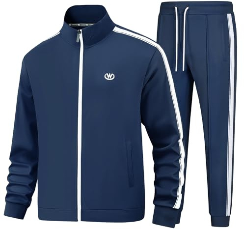 BASICDOT träningsoverall herr set joggingdräkt herr sportdräkt långärmad fritidsoverall herr tracksuit, Skifferblå, M