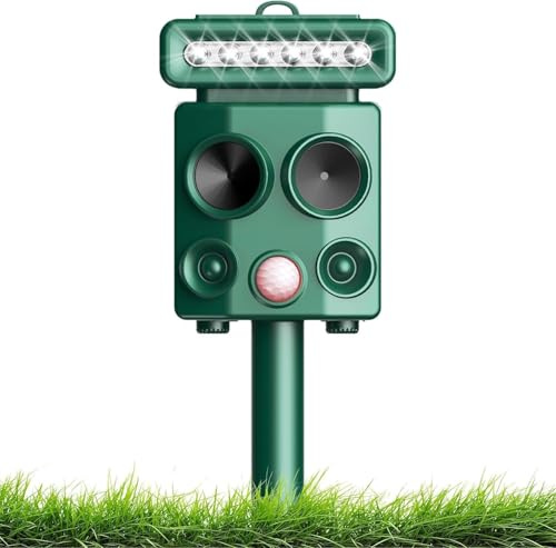 Répulsif Chat Ultrason, Repulsif Chat Solaire Répulsif Chat Exterieur 4 Modes, répulsif à ultrasons avec Détecteur de Mouvement et Flash pour Jardin Cour Contre Les Chats Chiens Renards Oiseaux Rats