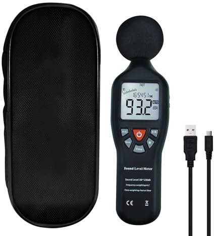 Digital Sound Level Meter with Tripod Mount Back-Light Display High Accuracy Measuring 30dB-130dB Compact Instrument Noises from Industrial Machinery Equipment,Environmental Measurements.
