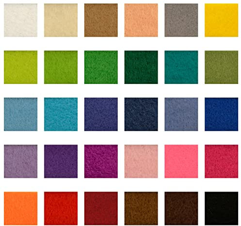 Vaessen Creative 10429-002 Filzstoff, 30 Farben Bastelfilz, 1mm, 15 x 20 cm, Filz zum Nähen, DIY Basteln und Scrapbooking