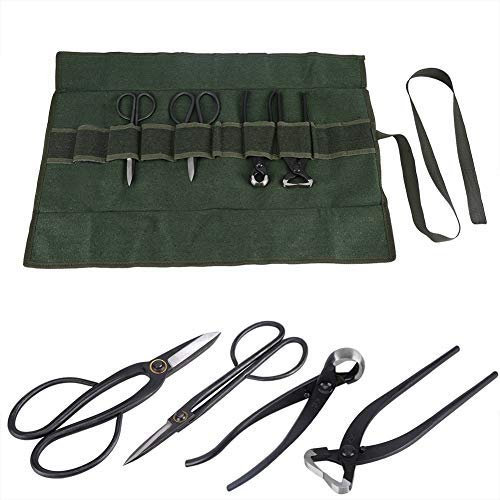 Zerodis Bonsaï Outil Kit, 4 Pcs Branche Ciseaux Pinces Jardin Outils De Heavy Duty avec Pierre À Aiguiser en Poche