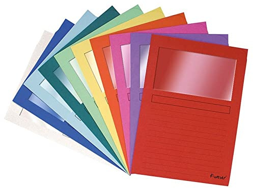 Exacompta Folder Forever Lot de 10 chemises à fenêtre A4 couleurs assorties 50200E