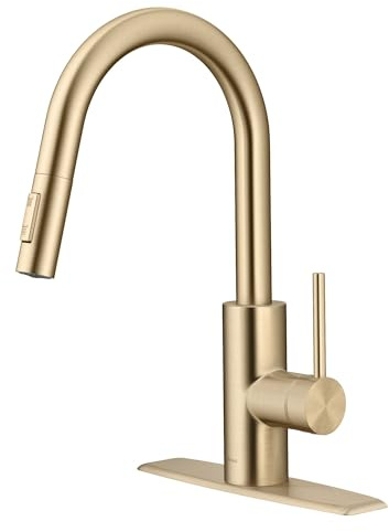 KRAUS Oletto Pull-Down-Einhand-Küchenarmatur mit QuickDock Top Mount Installation Montage Montage in Spot Free Antik Champagner Bronze, KPF-2620SFACB