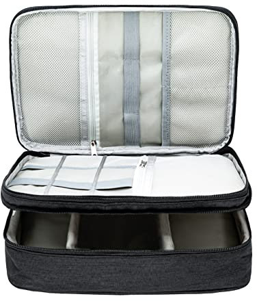 Ruyosn Kabel Organizer Tasche Kabel Wasserdicht Kabeltasche Groß Festplattentasche Elektronische Tasche Doppelschicht Elektro Organizer Cable Bag Elektronik Zubehör Organisator Schwarz