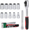 Moendergo 12 PCS Steckschlüsselsatz, 1/4 Zoll Antriebsratsche mit hochpräziser Zahnrad Ratschenschlüssel Verlängerungsstange und 10-teiliges kurzes Set (4–13 mm), geeignet für Auto-Reparatur