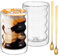 2 Pezzi Vetro termico a doppia parete Tazze da Cappuccino in Vetro da 350 ml Bicchieri da caffè a doppia parete Bicchieri da vetro borosilicato con 2 cucchiai per cappuccino latte tè succo di latte