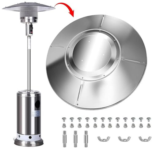 Riscaldatore da terrazza superiore – 33 pollici di ricambio per riscaldamento esterno con 3 fori preforati, resistente deflettore termico per focolari, accessorio per terrazze riscaldanti a propano