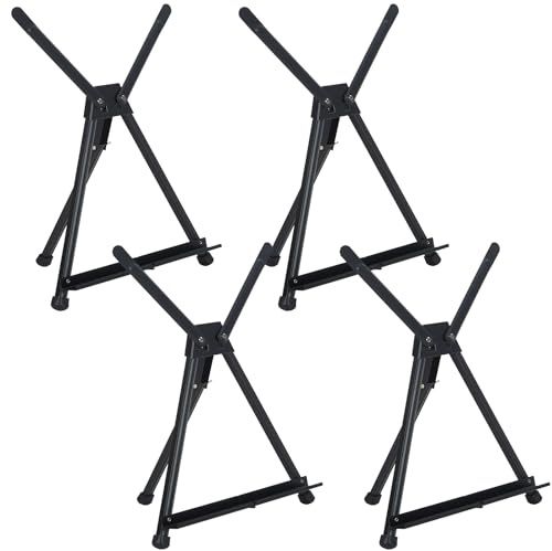MEEDEN 4Pcs Tabletop Easels, Metal Easel Stand for Painting & Display, Aluminum Desktop Art Painting Easel, Foldable Portable Paint Easel Tripod Stand for Canvas, Paintings, Photos, Books, Signs