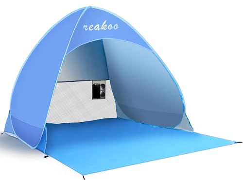 Automatiskt strandtält, bärbart Pop Up strandskydd, UV-skydd UPF 50+ för 3–4 personer