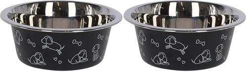 Kerbl Pet Ciotola in acciaio inox, ca. 900 ml, nero con motivo