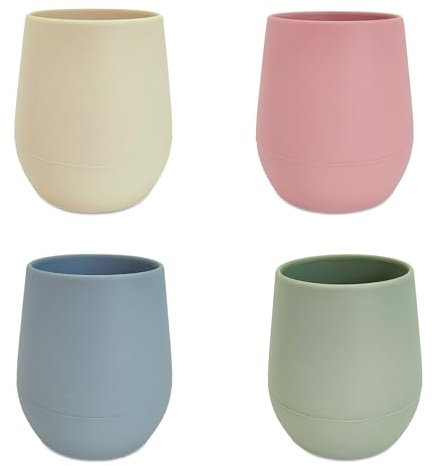 Druuzyl Trinklernbecher ab 6 monate aus Silikon 4er-Pack Kleine Trainings Trinkflasche Becher Kinder Tiny Cup Trinkbecher Baby für Babys und Kleinkinder für das Selbstfütterungstraining