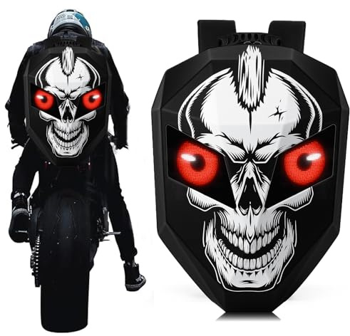 Gelrova Sac à dos pour Casque de Moto, Sac à dos programmable pour moto, Sacoche pour casque avec affichage LED écran Couleur Programmable, 3D Hard Shell Sac de casque de Chevalier (COOL)