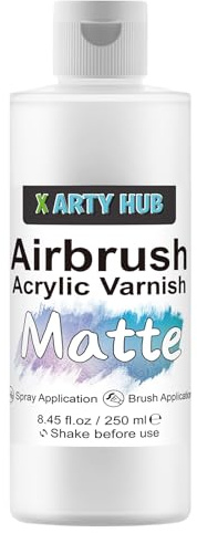 X ARTY HUB Vernice Acrilica Trasparente Opaca 250 ml, Pennello e Aerografo, Sigillante per Pittura Acrilica Anti-Ingiallimento/Scolorimento/Screpolatura, Impermeabile per Uso Interno ed Esterno