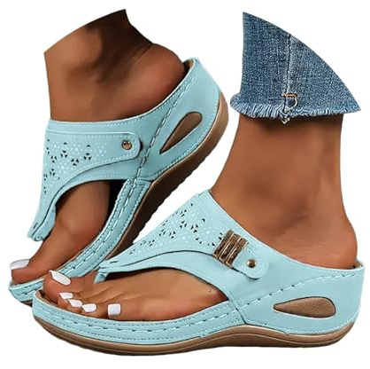 Sandales orthopédiques pour femme UK 2026, tongs avec soutien de la voûte plantaire, sandales compensées larges et confortables, chaussures d'été pour la plage, décontractées en cuir, habillées