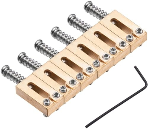 Uonlytech Accessoires pour Pont de Selle 6pcs en Cuivre pour Guitare Électrique avec Système Trémolo Double Verrouillage, Espacement des Cordes 10,5 mm, Adapté aux Amateurs de Guitare