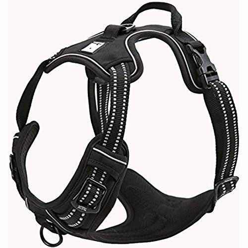 TRUE LOVE Réfléchissant Harnais De Chien Réglable Décourager Tirer Pet Gilet Durable en Nylon De Voiture TLH5651 (Noir, L)