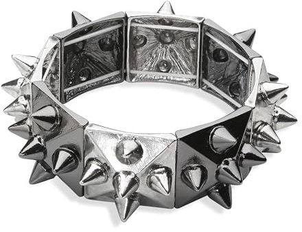 Widmann 03562 – nitarmband, metallic, töjbar kedja med gummiband, rocker, punk, cyklist, tillbehör, modedekal, karneval, kostym