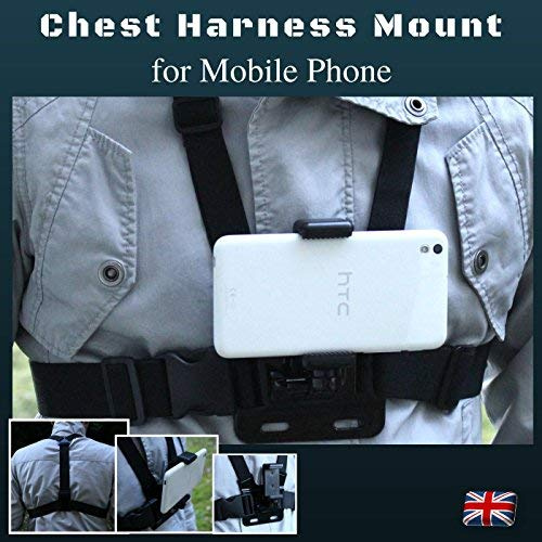 Designo Chest Body Harness Mount for Mobile Phone Holder Strap to use as Action Cameras Fits Universal iPhone Samsung Nokia SONY Huawei etc
