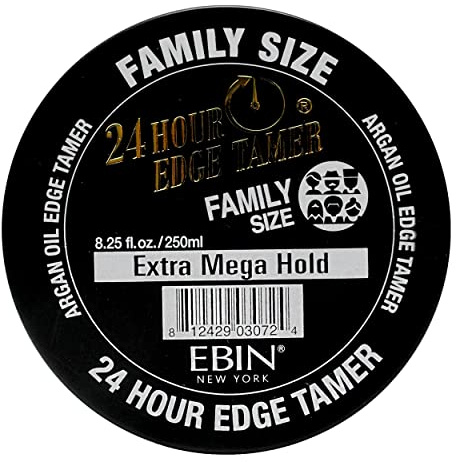 EBIN NEW YORK 24 Hour Edge Tamer Extra Mega Hold 250 ml Strong Edge Control Gel, No Flaking, Sleek Smooth Finish, Long Lasting, Argan & Castor Oil