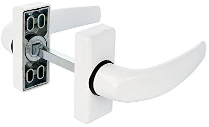 Amig - Set de Poignées de porte d'intérieur avec Rosace | Pognée Modèle Delta | 121 x 72 mm | Élégant et Simple | Taille du carré 8 mm | Poignée Ergonomique | Aluminium Blanc