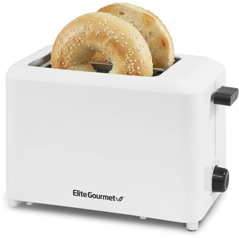 Elite Gourmet ECT-1027 Cool Touch Toaster, 7 Toast Settings Cancel Functions, Slide Out Crumb Tray, Extra Wide 1.5 Slots for Bagels Waffles Specialty Breads, Puff Pastry, Snacks, White