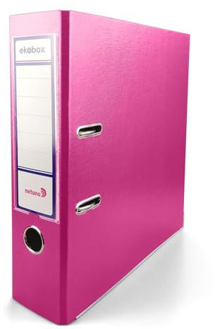 Netuno 1x Aktenordner DIN A4 Rosa Ekobox 2-Ring-Mechanik 8cm Kunststoff Büroordner Ringmappe PP farbig breit