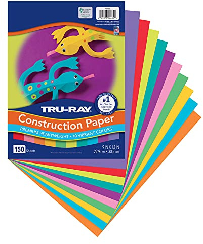 Tru-Ray Construction Paper, 10 Vibrant Colors, 9 x 12, 150 Sheets