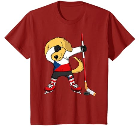 Dab Golden Retriever Czech Republic Ice Hockey Fans Jersey T-Shirt