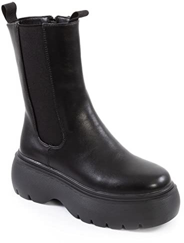 Toocool Stivali donna elastici platform tronchetti biker Chelsea scarpe 25192-3 [40,nero]