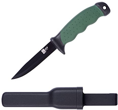 Zite Fishing Angelmesser inklusive Kunststoff Gürtel-Messerscheide - Robuster Klassiker - Fischmesser mit Anti-Rutsch Griff - Outdoormesser, Angler Messer feststehende Klinge, Fischermesser