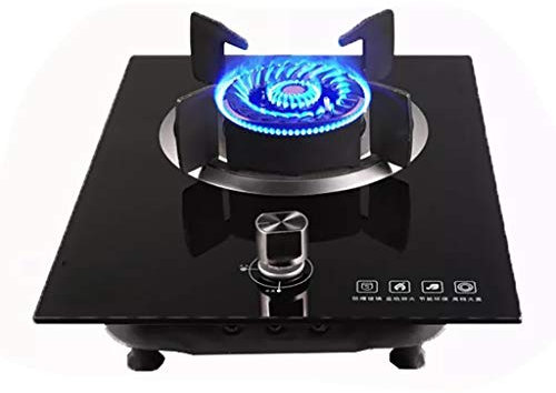 IBOWZ Piano Cottura a Gas Fornello A Gas 5.2KW Piano Cottura A Gas Singolo da Incasso, Pannello in Vetro Temperato Antideflagrante Nero E Protezione Automatica Antifiamma [Classe di efficienza ene