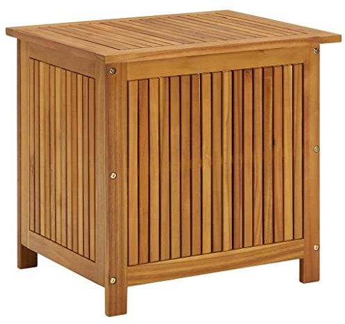 homiuse Garten-Aufbewahrungsbox Massivholz Akazie Auflagenbox Gartenbox Aufbewahrungstruhe Gartentruhe Kissenbox Garten Wasserdicht Gartenbox Klein Auflagenbox Holz Wasserdicht 60x50x58 cm