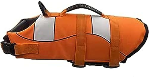 Gilets de Sauvetage pour Chiens Gilet de Flottaison Animaux Réglable,Gilets de Flottaison pour Animal de Compagnie avec Souple Poignée Pet Life Jacket(Orange,L)