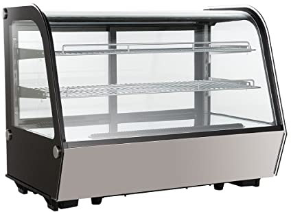 GastroHero Kühlvitrine 160 Liter I Buffet Vitrine +2 °C und +6 °C mit LED I Kühlvitrine Gastro schwarz I Kühltheke mit Glastür & Umluft I abschließbar