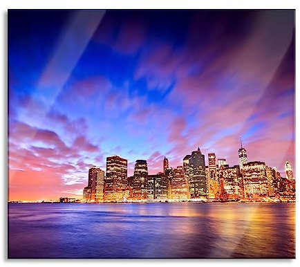 Skyline New York Herdabdeckplatte & Spritzschutz aus Echtglas | Für Herd-Kochfelder | 60x52 cm