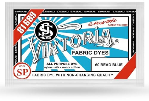 HOPS VIKTORIA Tinte para textiles lavable a máquina (59 colores), color de tela, tinte para textiles, resistente al lavado, tinte para ropa (60 perlas de cristal azul, 1 unidad)