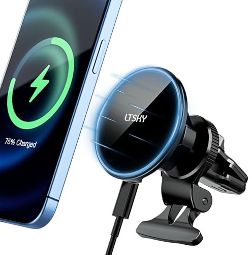 15W für Magsafe Autohalterung mit Ladefunktion,kompatibel mit MagSafe Autohalterung Ladegerät,KfZ Kabelloses Magnet Auto Handyhalter Wireless Car Charger für iPhone 15 14 13 12 Pro Max Mini Plus