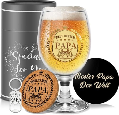 Geschenke für Männer Papa Geschenk Beste Geschenk für PAPA Vatertagsgeschenk für Papa Biergläser mit Gravur Personalisierte Vater Geschenke Vatertag Geburtstagsgeschenk Weihnachtsgeschenke