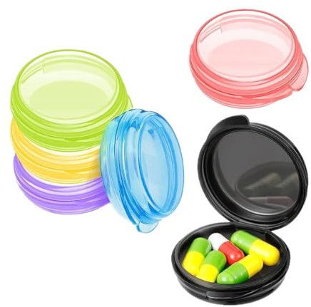 WeddHuis 6 Packungen Mini-Pillendose, kleine Pillen-Organizer-Box, Tragbarer Vitamin-Halter, Reise-Pillendose