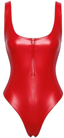 Noir Handmade Rot 3XL Wetlook Body mit Frontreißverschluss