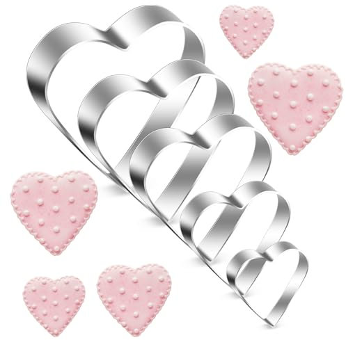 JIYIN 5 moldes para galletas en forma de corazón, para galletas, dulces, frutas de pan, pequeños y divertidos para niños y adultos